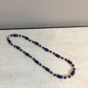 12” navy and gold bead necklace